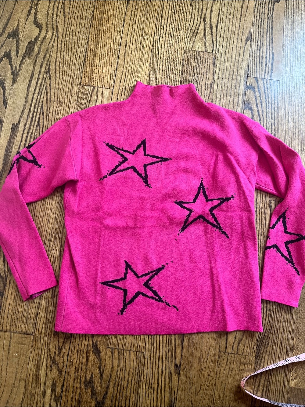 Tahari stars pink and black mock neck sweater. Medium